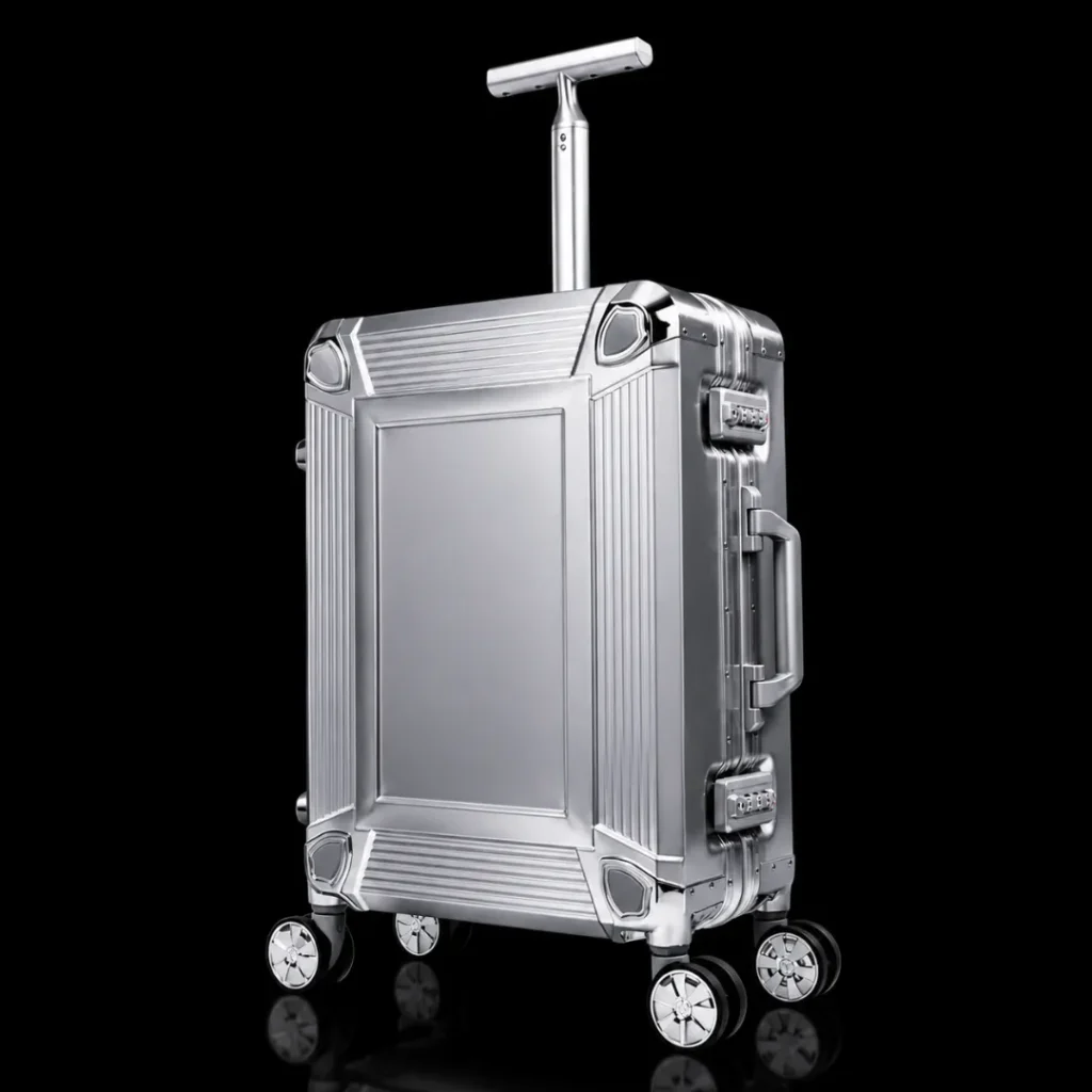 Reinforced metal trolley luggage with side locks