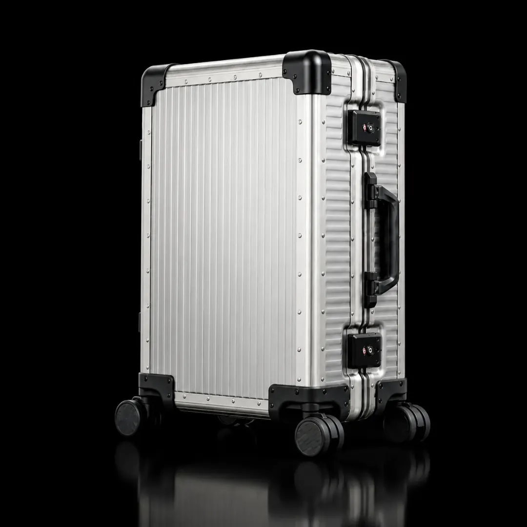 TT-001 case with a silver shell and black hardware
